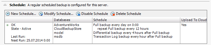 >SQL Cloud Backup - Backup Log